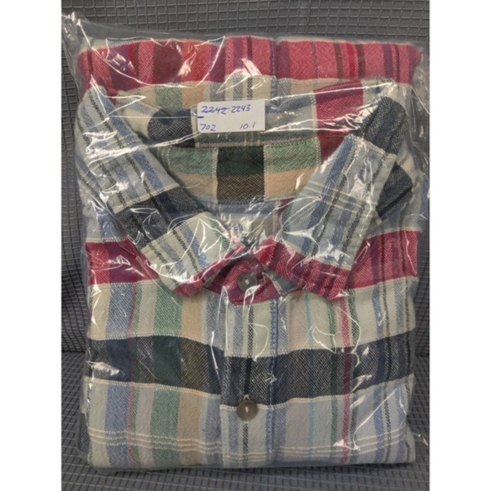 Carbon 2 Cobalt Shirt Men Large Blue‎ Plaid Textured Button Long Sleeve Cotton - Picture 10 of 10
